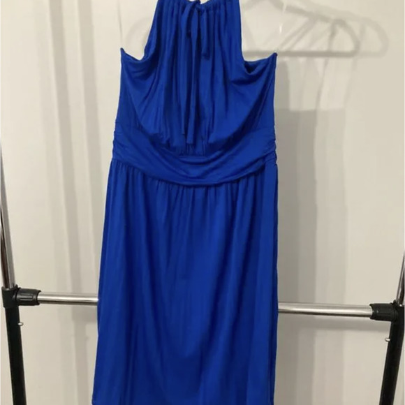 EUC Modcloth Gilli Dress Blue Knit Halter Keyhole Style Size Large - Picture 10 of 16